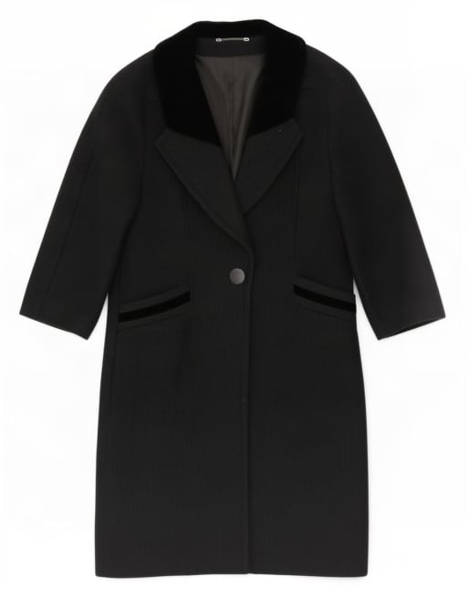 Vintage Womens Overcoat UK 12 Medium Black Colourblock New Wool, 1 of 4