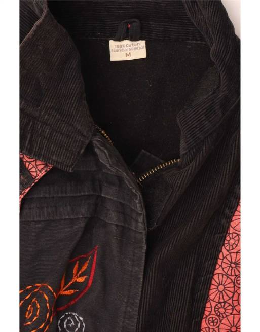 Vintage Womens Overcoat UK 12 Medium Black Patchwork Cotton, 4 of 4