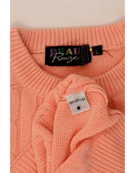 Vintage Womens Oversized Crew Neck Jumper Sweater UK 16 Large Orange, 3 of 4