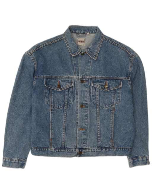 Vintage Womens Oversized Denim Jacket UK 14 Medium Blue Cotton, 1 of 4