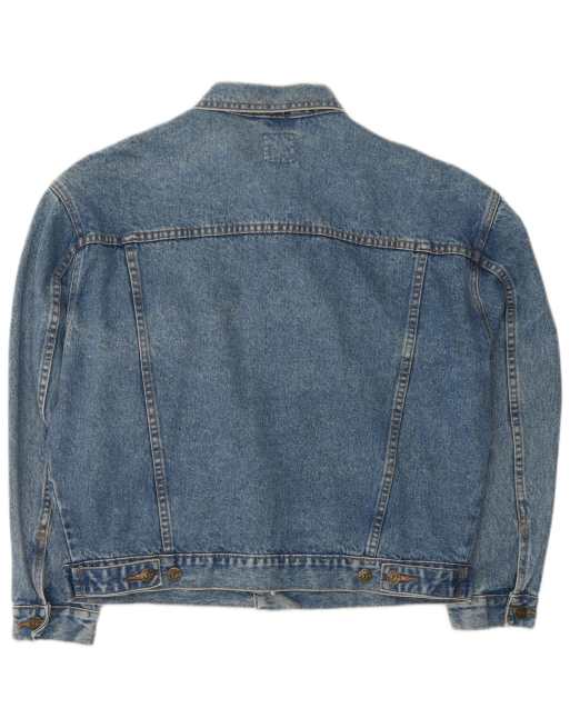 Vintage Womens Oversized Denim Jacket UK 14 Medium Blue Cotton, 2 of 4