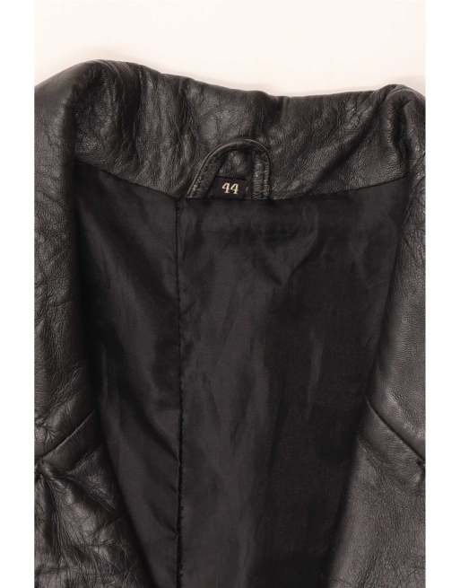 Vintage Womens Oversized Leather Coat IT 44 Medium Black, 3 of 4