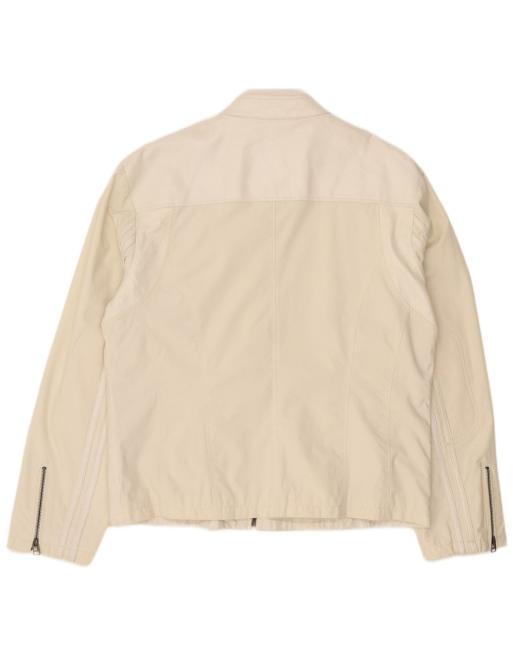 Vintage Womens Oversized Leather Jacket IT 44 Medium White Leather, 2 of 4