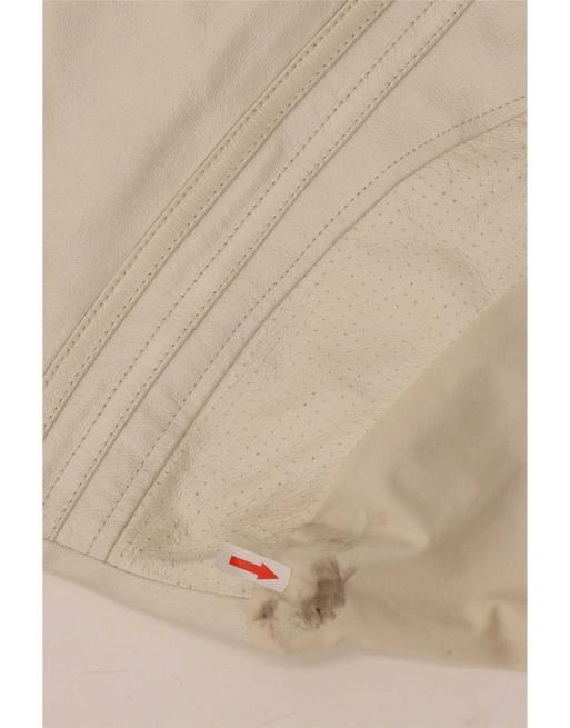 Vintage Womens Oversized Leather Jacket IT 44 Medium White Leather, 3 of 4