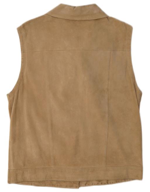Vintage Womens Suede Gilet EU 40 Medium Beige Leather, 2 of 4