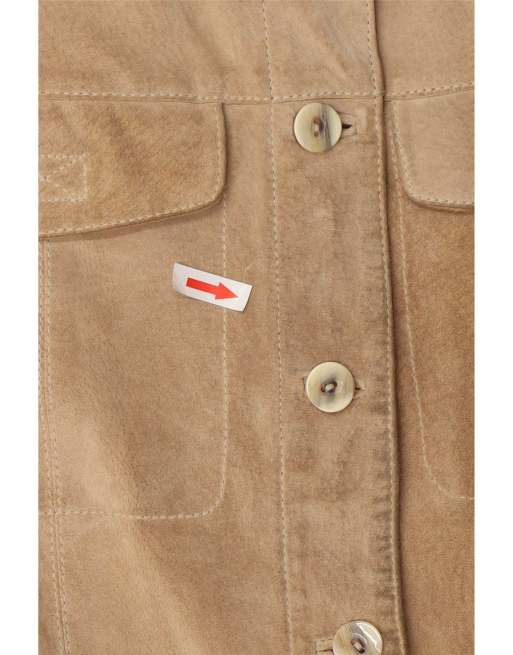 Vintage Womens Suede Gilet EU 40 Medium Beige Leather, 3 of 4