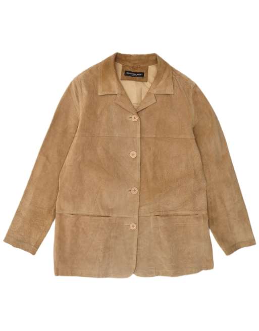 Vintage Womens Suede Jacket IT 42 Medium Beige Leather, 1 of 4