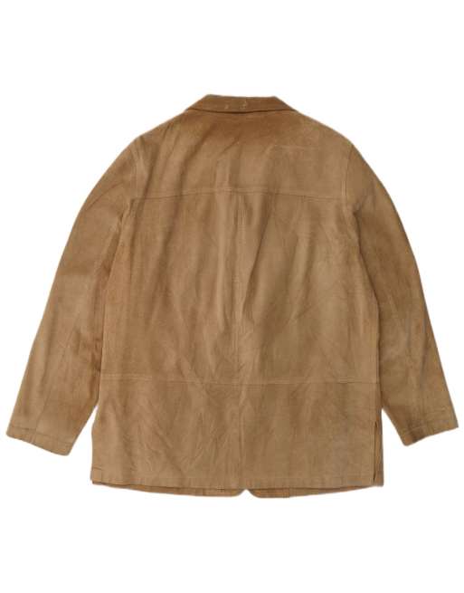 Vintage Womens Suede Jacket IT 42 Medium Beige Leather, 2 of 4