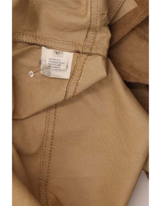Vintage Womens Suede Jacket IT 42 Medium Beige Leather, 3 of 4