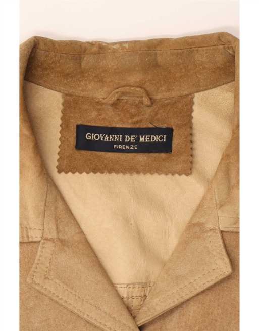 Vintage Womens Suede Jacket IT 42 Medium Beige Leather, 4 of 4