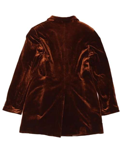 Vintage Womens Velour 1 Button Blazer Jacket UK 14 Medium Brown Classic, 2 of 4