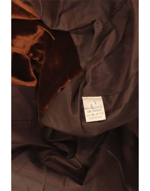 Vintage Womens Velour 1 Button Blazer Jacket UK 14 Medium Brown Classic, 3 of 4
