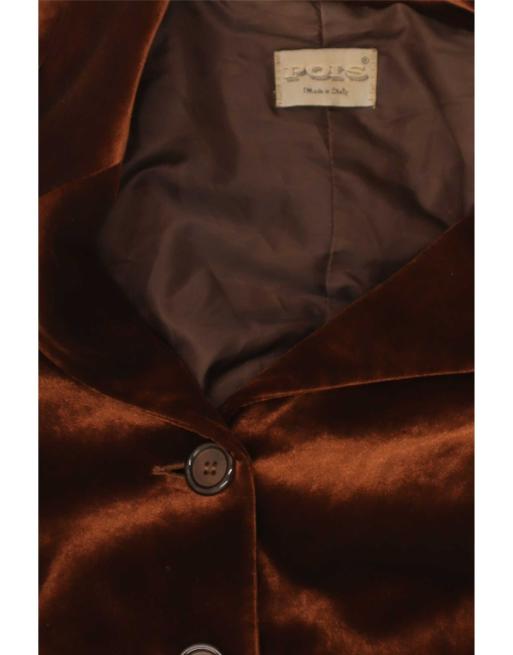 Vintage Womens Velour 1 Button Blazer Jacket UK 14 Medium Brown Classic, 4 of 4