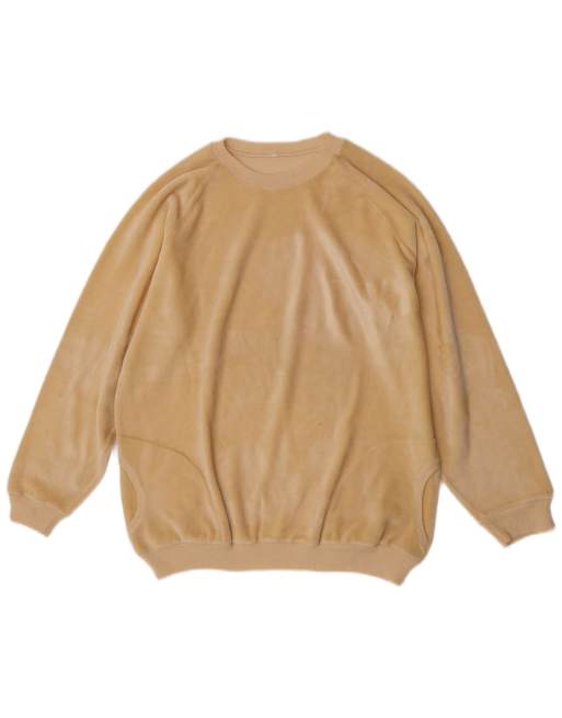 Vintage Womens Velour Sweatshirt Jumper IT 50 XL Yellow, 1 of 4