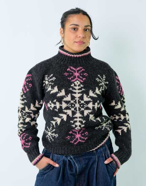 Vintage Wool Rich M Knit Sweatshirt Black - view 1