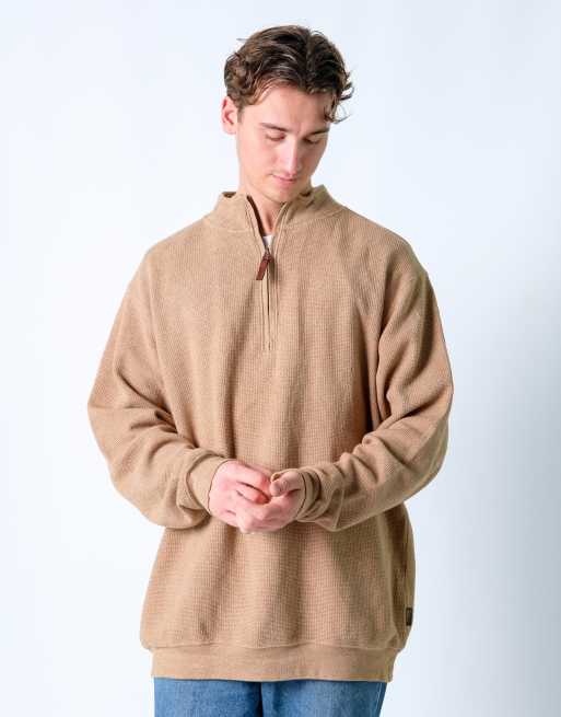 Vintage Woolrich Quarter Zip XL Knit Sweatshirt Beige
