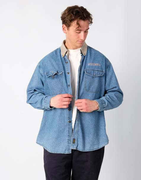 Vintage Woolrich XL Long Sleeve Shirt Light Blue - view 1