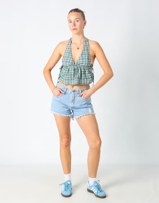 Vintage Wrangler 26x13 denim shorts in light blue