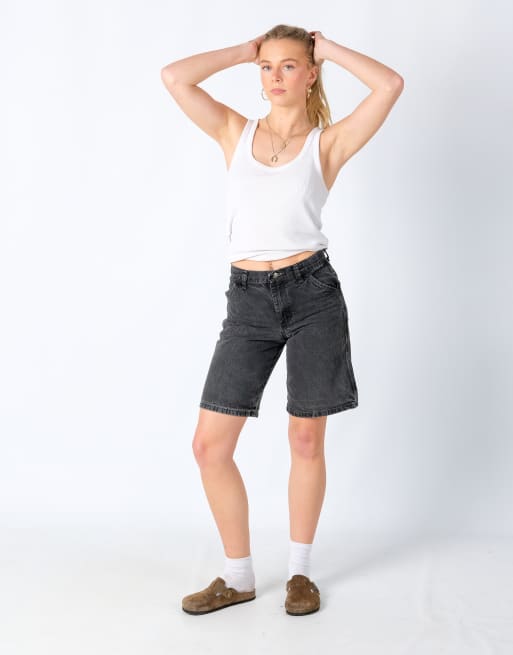 Vintage Wrangler 26x18 Denim Carpenter Baggy Jorts Shorts Charcoal Grey, 2 of 4