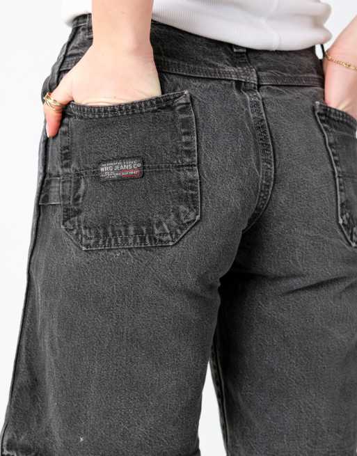 Vintage Wrangler 26x18 Denim Carpenter Baggy Jorts Shorts Charcoal Grey, 4 of 4