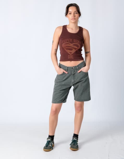 Vintage Wrangler 30x18 Denim Jorts Shorts Dark Green - view 1
