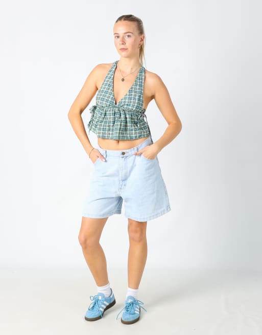 Vintage Wrangler 30x18 denim shorts in light blue