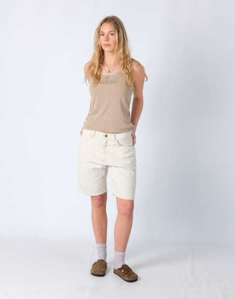 Vintage Wrangler 30x19 Denim Jorts Shorts Cream - view 1