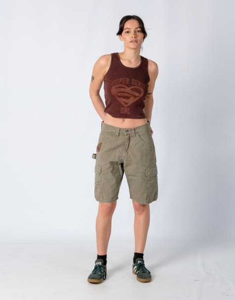 Vintage Wrangler 30x20 Canvas Carpenter Baggy Shorts Khaki Green - view 1