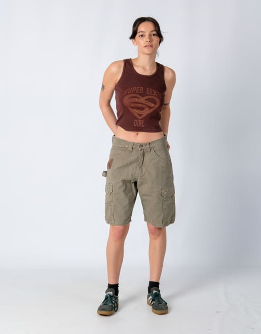 Vintage Wrangler 30x20 Canvas Carpenter Baggy Shorts Khaki Green