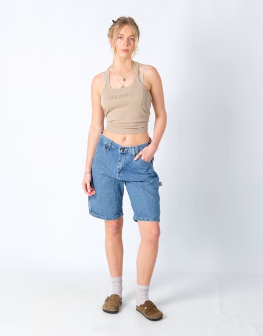 Vintage Wrangler 30x20 Denim Carpenter Baggy Jorts Shorts Light Blue