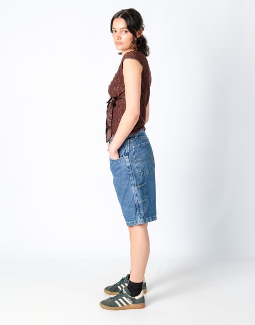 Vintage Wrangler 30x21 Denim Carpenter Baggy Jorts Shorts Blue, 3 of 4