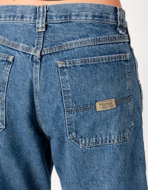 Vintage Wrangler 30x21 Denim Carpenter Baggy Jorts Shorts Blue, 4 of 4