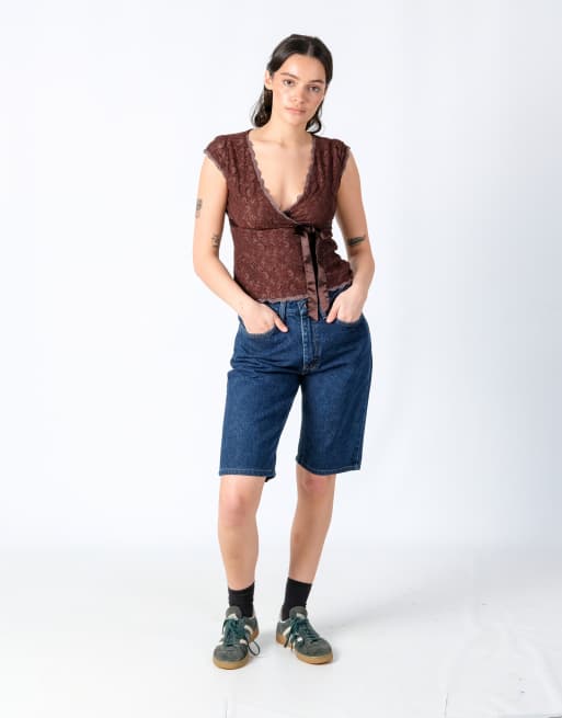 Vintage Wrangler 30x22 Denim Shorts Navy Blue