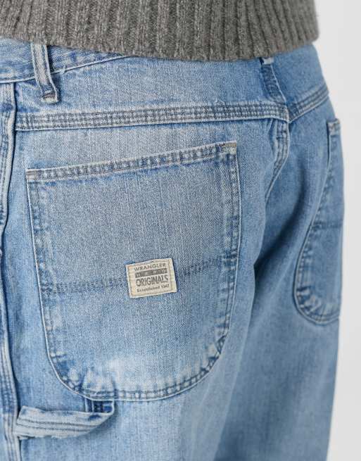Vintage Wrangler 30x35 denim carpenter jeans in light blue, 4 of 4
