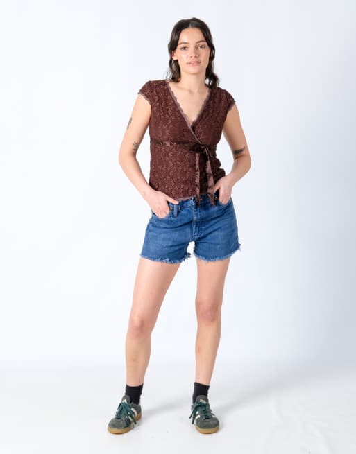 Vintage Wrangler 31x15 Denim Shorts Navy Blue