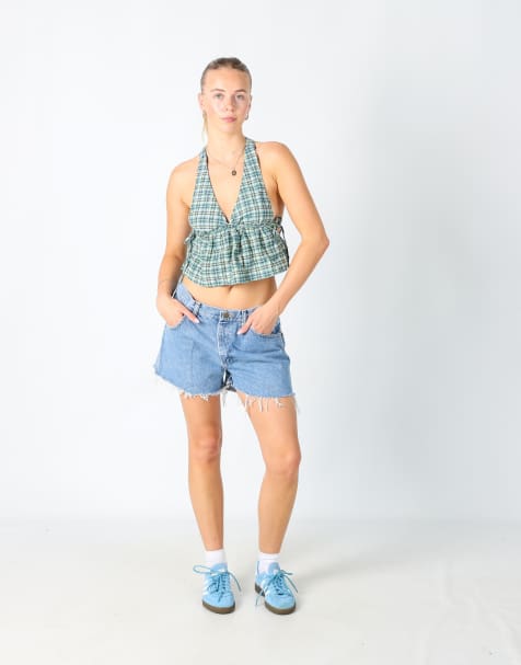 Vintage Wrangler 32x13 denim shorts in light blue - view 1