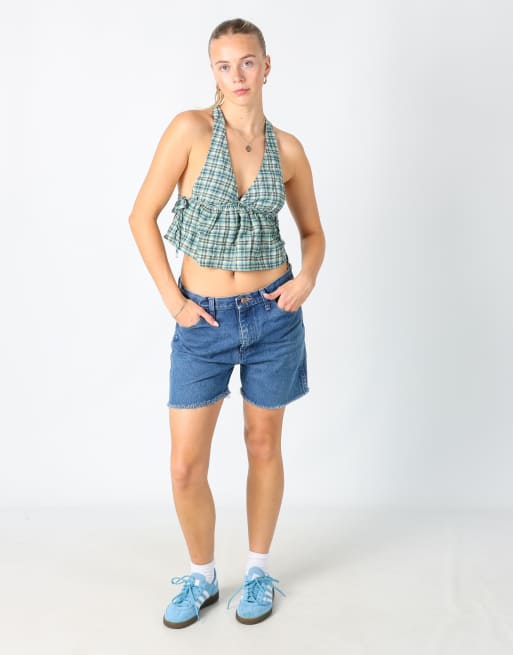 Vintage Wrangler 32x15 denim shorts in blue, 2 of 4