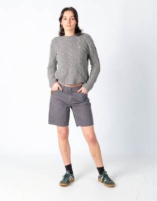 Vintage Wrangler 32x18 Canvas Carpenter Baggy Shorts Charcoal Grey - view 1