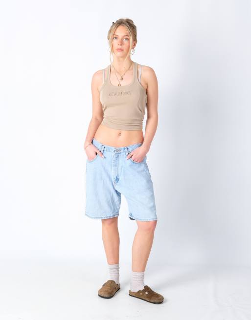 Vintage Wrangler 32x19 Denim Jorts Shorts Light Blue