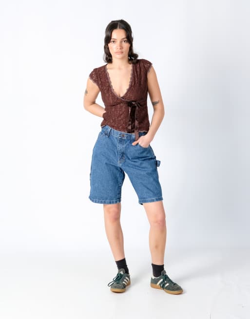 Vintage Wrangler 32x20 Denim Carpenter Baggy Jorts Shorts Blue