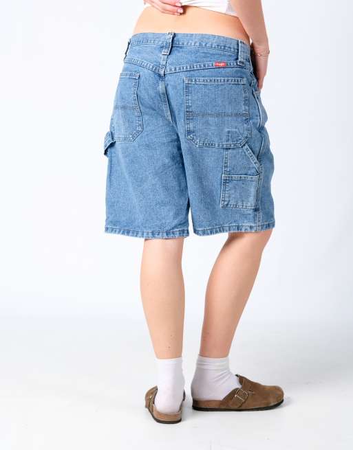 Vintage Wrangler 32x20 Denim Carpenter Baggy Jorts Shorts Light Blue