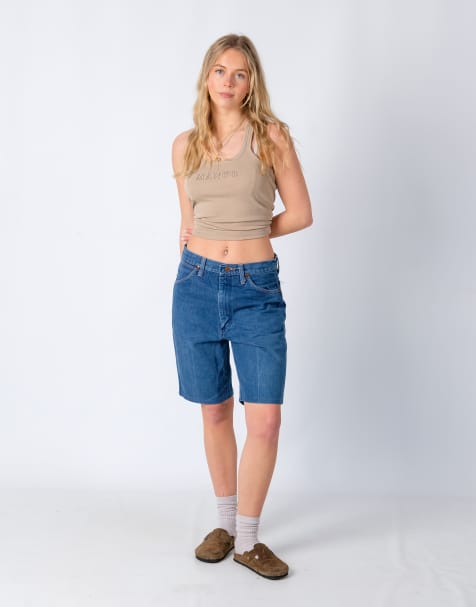 Vintage Wrangler 32x20 Denim Jorts Shorts Blue - view 1