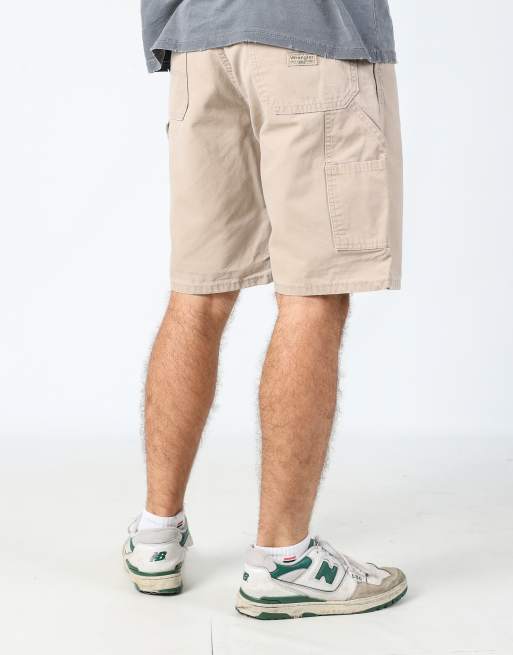 Vintage Wrangler 32x21 canvas carpenter baggy shorts in beige
