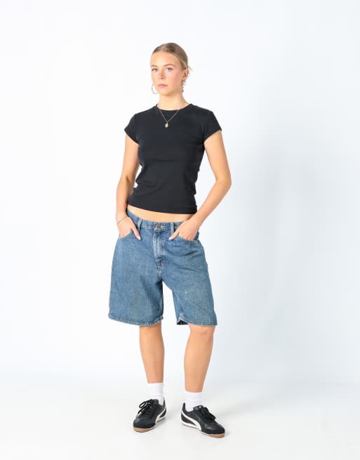 Vintage Wrangler 32x21 denim jorts shorts blue