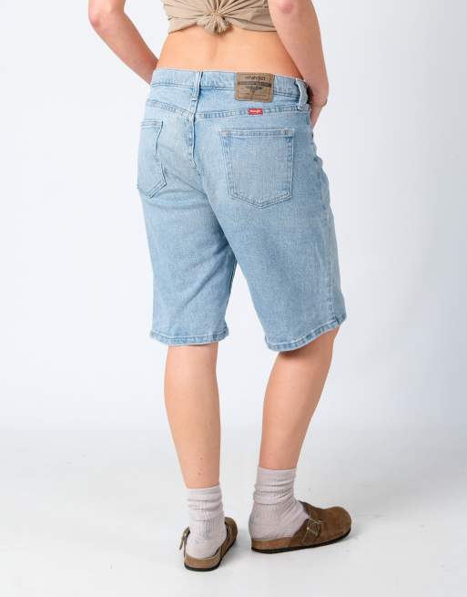 Vintage Wrangler 32x21 Denim Jorts Shorts Light Blue
