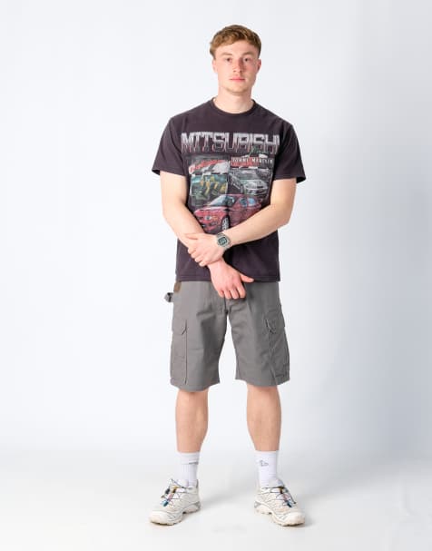 Vintage Wrangler 32x22 Canvas Carpenter Baggy Shorts Charcoal Grey - view 1