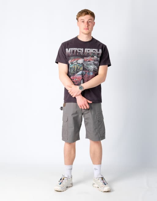 Vintage Wrangler 32x22 Canvas Carpenter Baggy Shorts Charcoal Grey