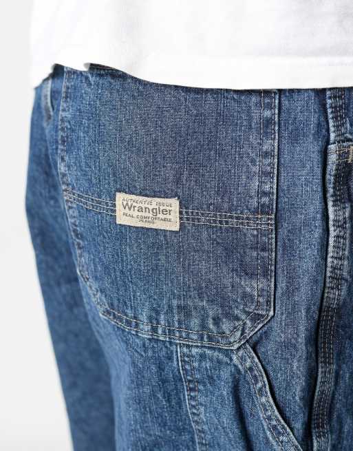 Vintage Wrangler 32x23 denim carpenter baggy jorts shorts in blue, 4 of 4