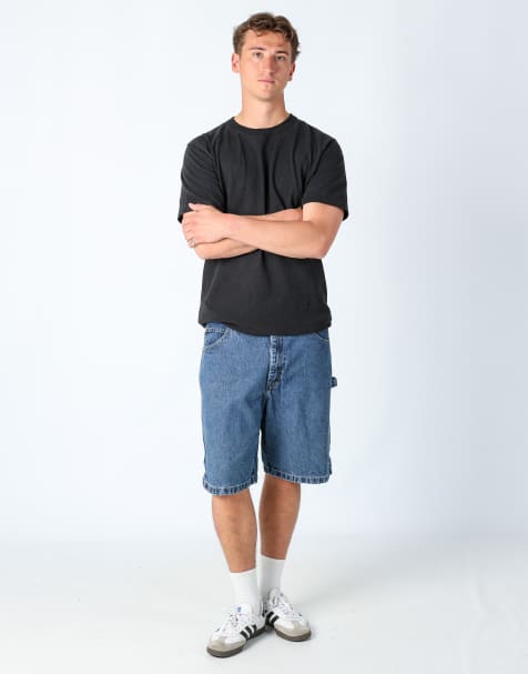 Vintage Wrangler 32x24 denim carpenter baggy jorts shorts in blue - view 1