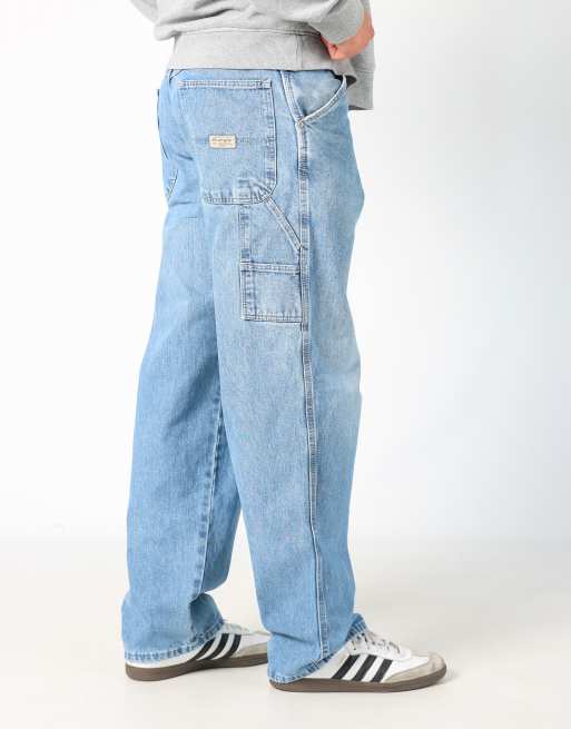 Vintage Wrangler 32x32 denim carpenter jeans in light blue